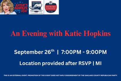 Event flyer: An Evening with Katie Hopkins
