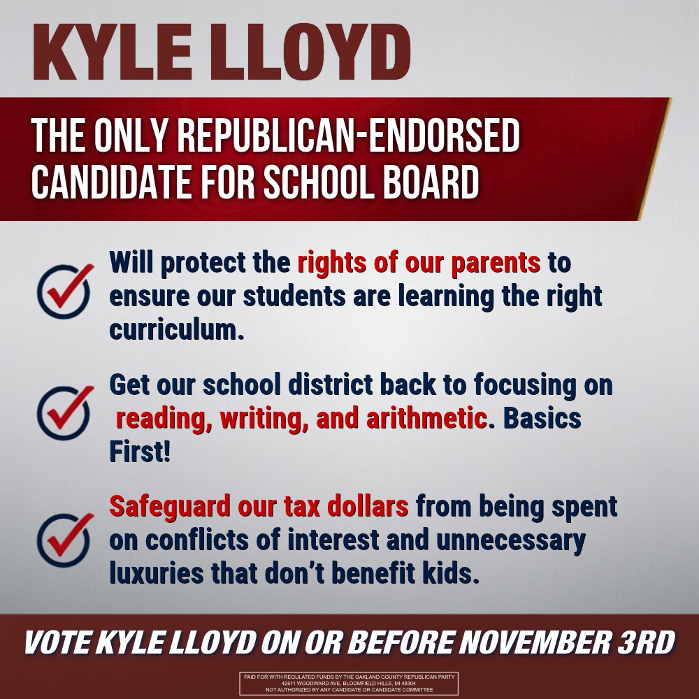 Kyle Lloyd: the only Republican-endorsed candidate for school board