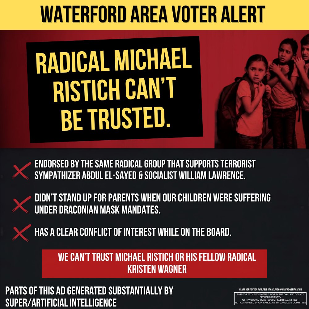 Waterford area voter alert: Radical Michael Ristich can’t be trusted