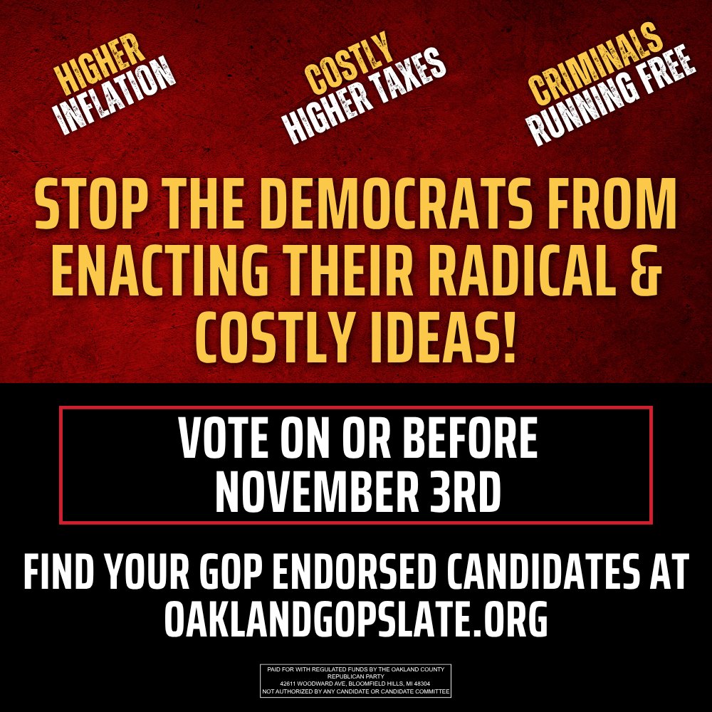 Stop the Democrats from enacting their radical and costly ideas. Vote on or before November 3rd